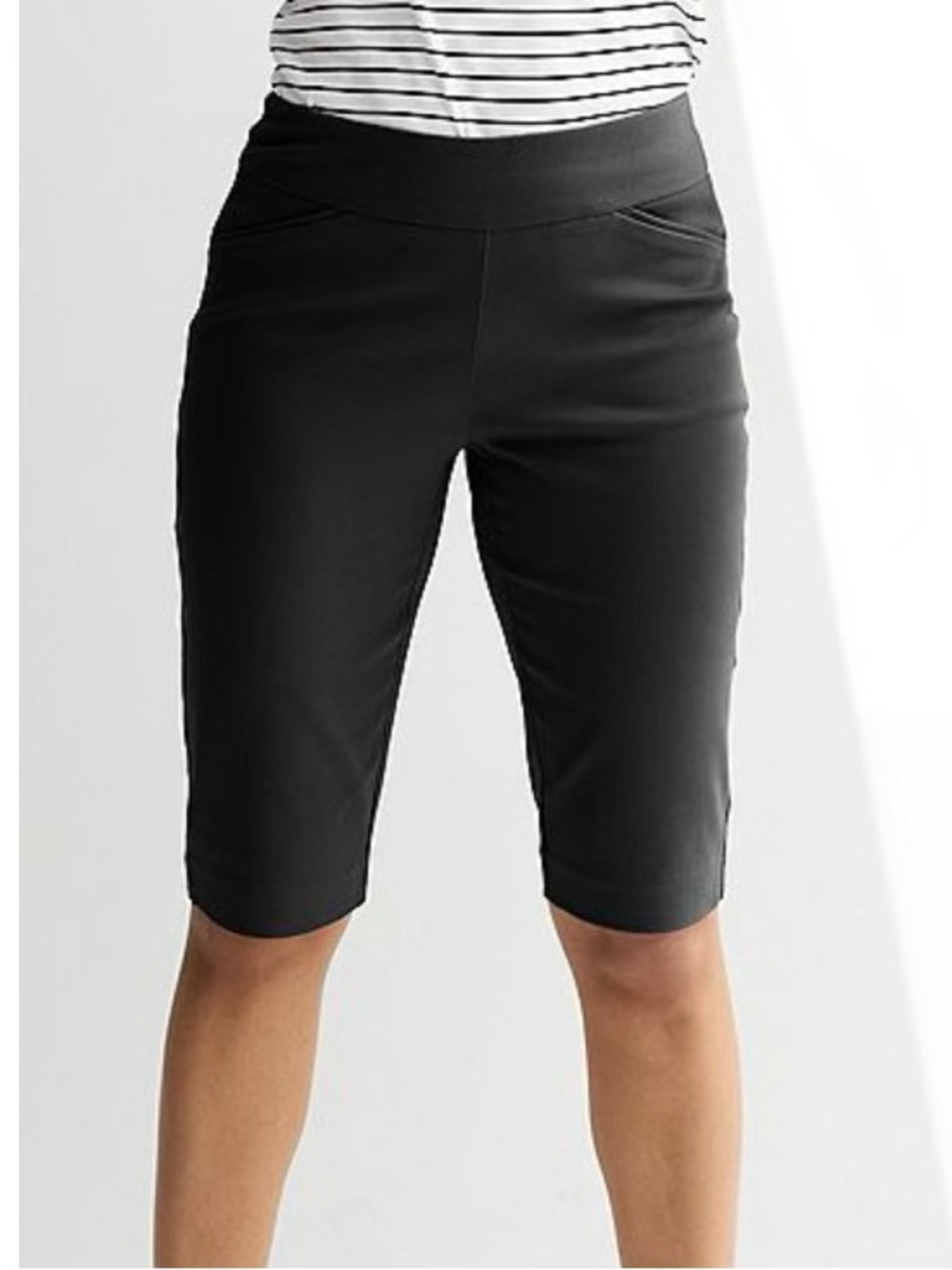 Croft & Barrow Black Sateen Stretch Effortless Pull-On Skimmer Shorts Womens 14R